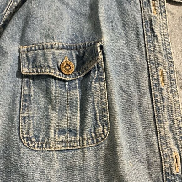 Denim & Co button up cinch waist vintage denim jacket - Picture 4 of 7